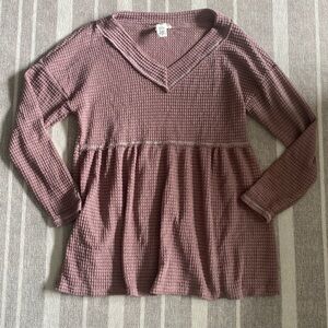 Babydoll Waffle Top- Mauve, size Medium
